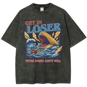 Freelect Get In Loser We're Doing God's Will Jonah Whale Acid Wash Shirt XL